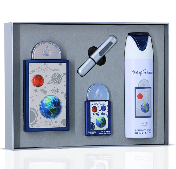 3-Piece Gift Set Of Eau De Parfum Lattafa Pride Art Of Universe | A Cosmic Dance Of Citrus And Warmth: Bold, Fresh And Infinite (Gift Set)