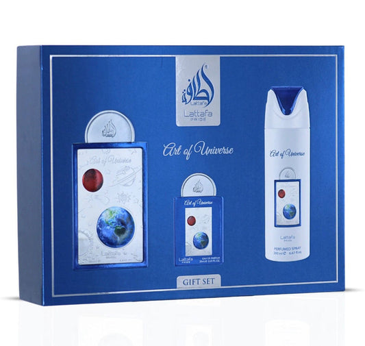 3-Piece Gift Set Of Eau De Parfum Lattafa Pride Art Of Universe | A Cosmic Dance Of Citrus And Warmth: Bold, Fresh And Infinite (Gift Set)
